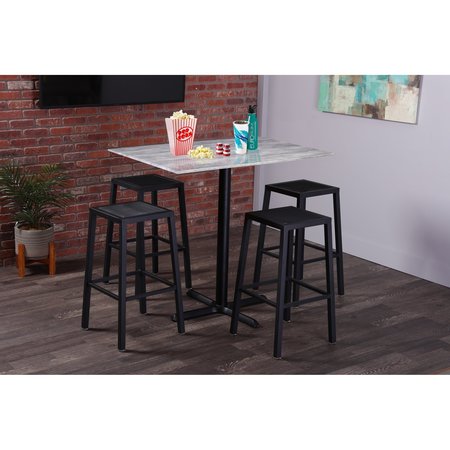Holland Bar Stool Co 30 Tall OD214 St Steel Table Base w22 Dia foot and 32x48 Black Marble Top, IndoorOutdoor OD214-2230SSODS3248BM